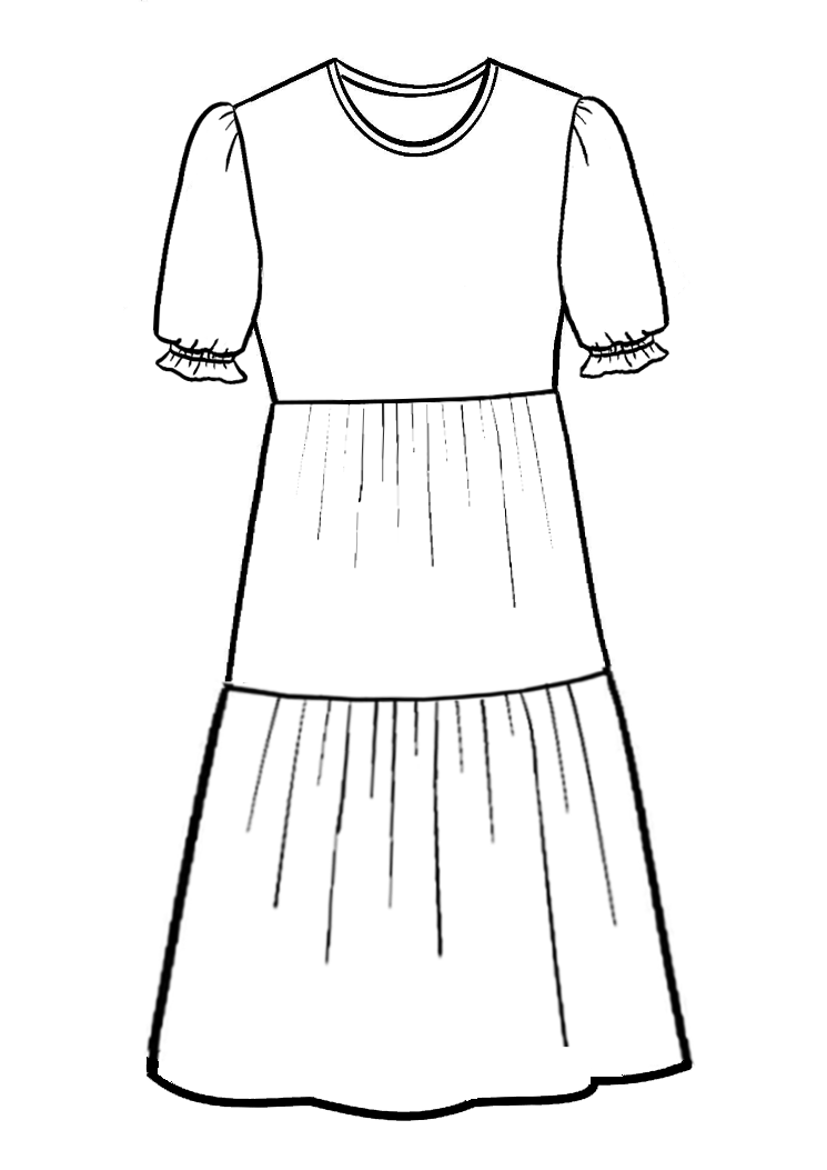 PDF Girls Tiered Skirt Add-on| Add elastic waistband for a simple skirt | Sizes 3-12 Years | NITA patterns