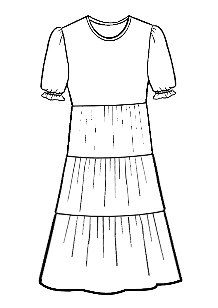 PDF Girls Tiered Skirt Add-on| Add elastic waistband for a simple skirt | Sizes 3-12 Years | NITA patterns