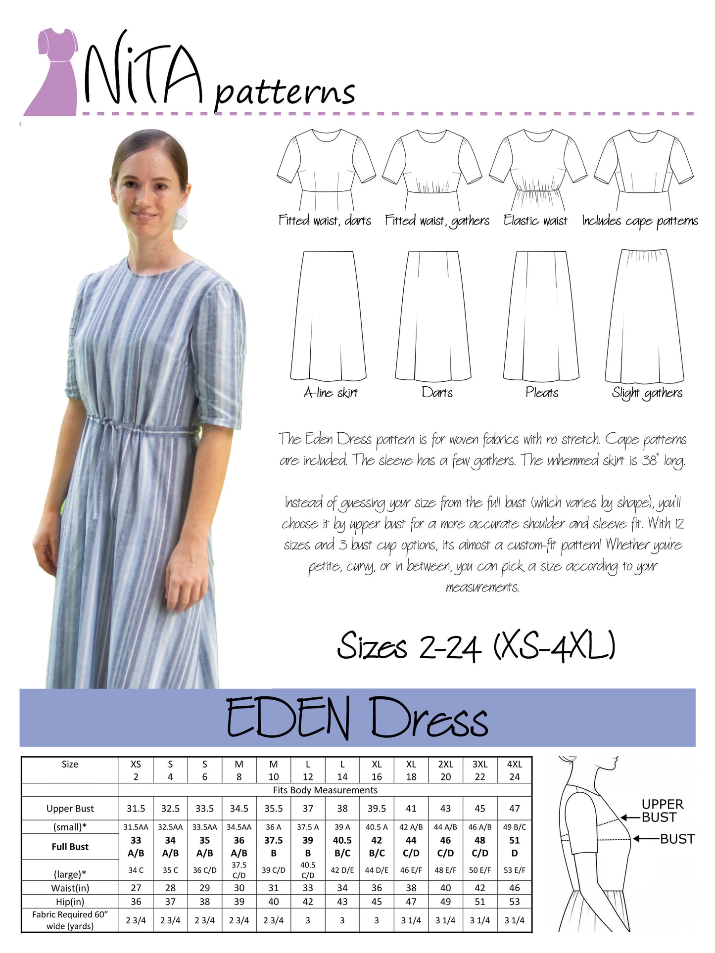 Custom Alteration Help: Eden Dress Pattern for Wovens: NITA patterns