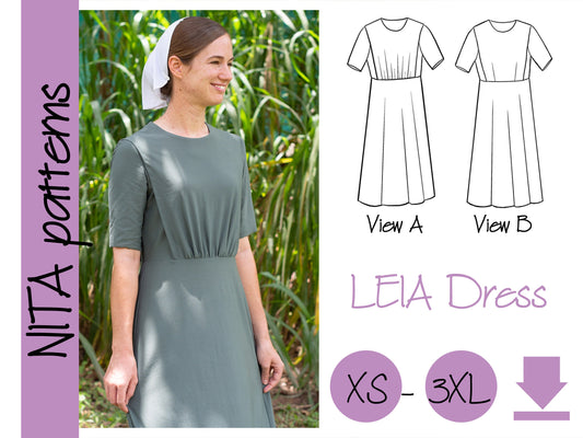 PDF Leia Cape Dress Sewing Pattern| Womens Modest Dress Pattern | Knit Dress|  NITA patterns