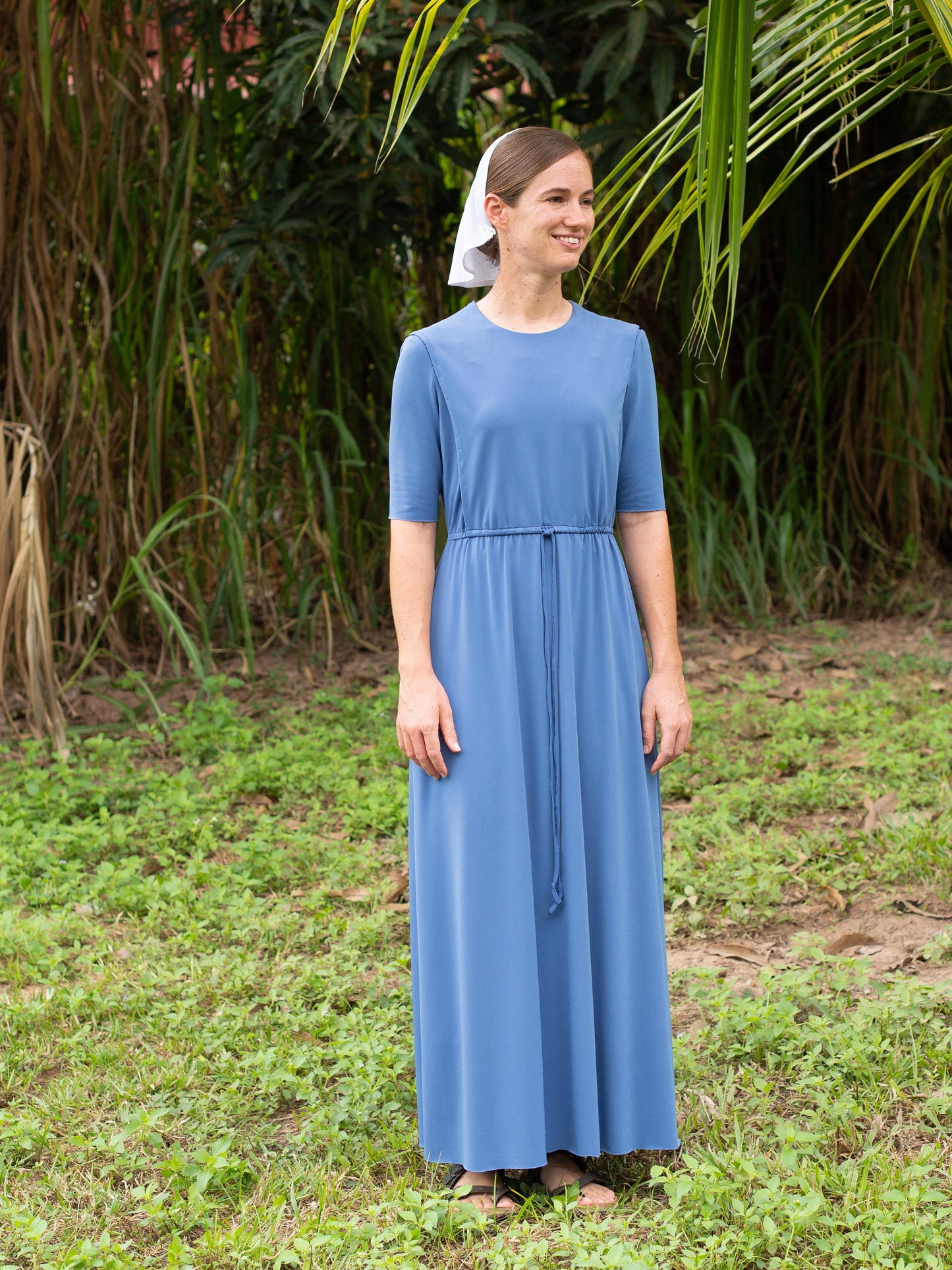 PDF Emma Drawstring Waist Dress Pattern | Bonus Puff Sleeve| Women's Modest Cape Dress | Knit Fabric, Emma Dress NITA patterns