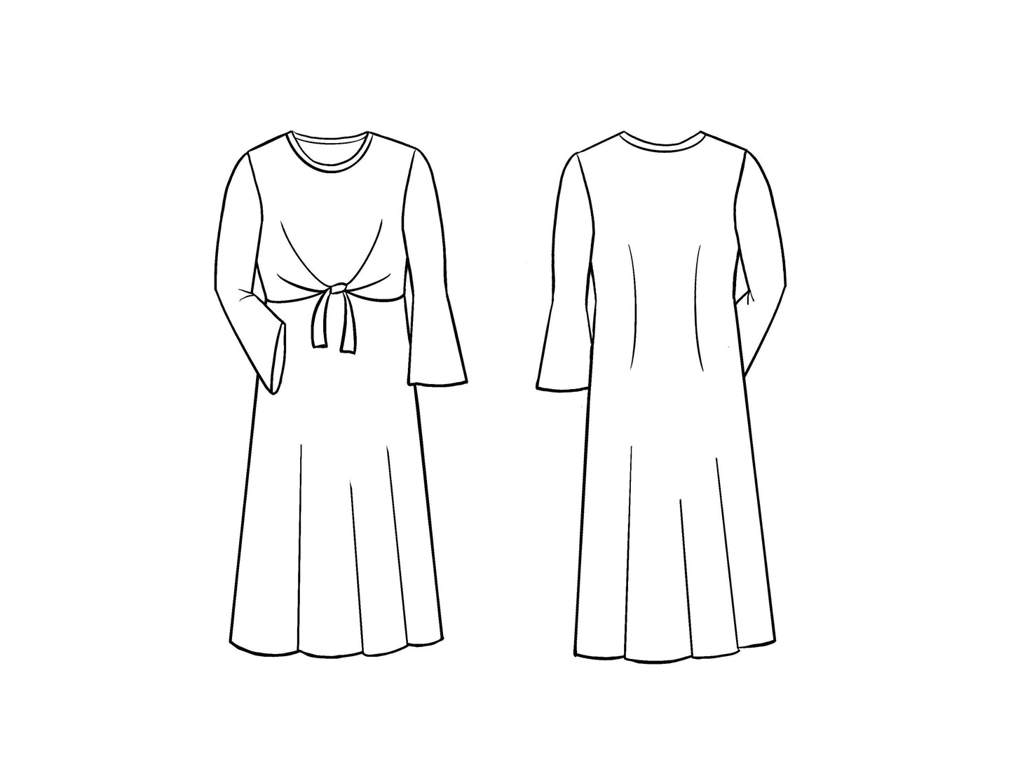 PDF Girls Holly Shift Dress Sewing Pattern| Tie Front Dress Pattern | Twist Front | Beginner Knit Dress