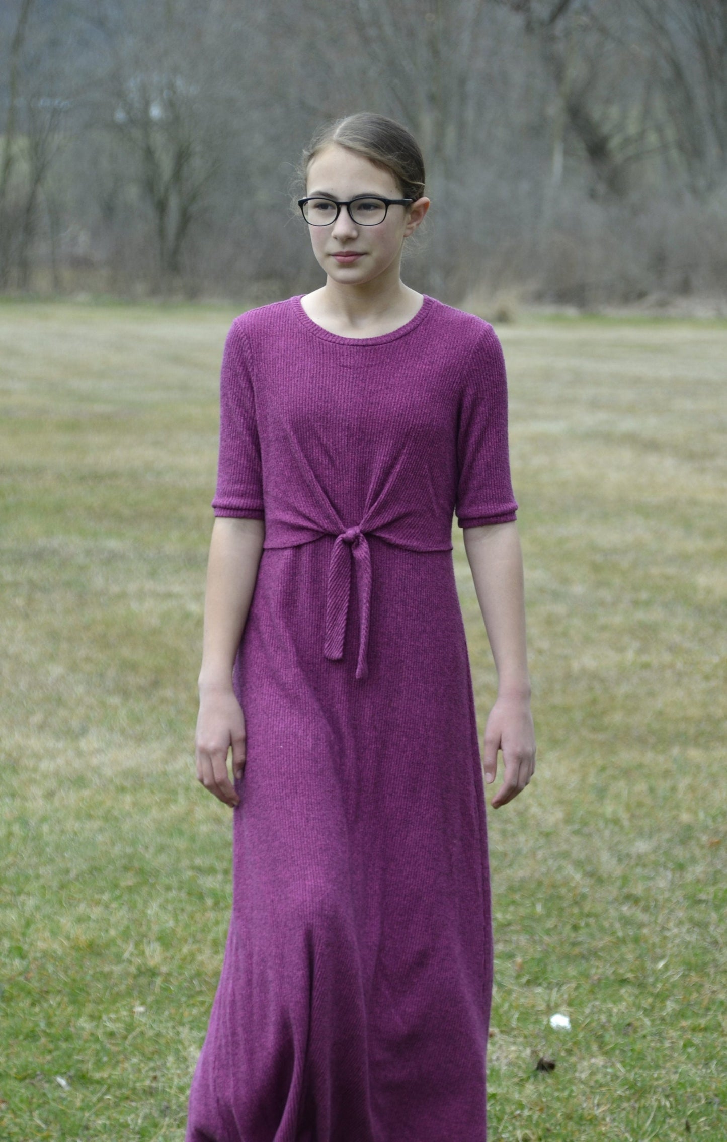 PDF Girls Holly Shift Dress Sewing Pattern| Tie Front Dress Pattern | Twist Front | Beginner Knit Dress