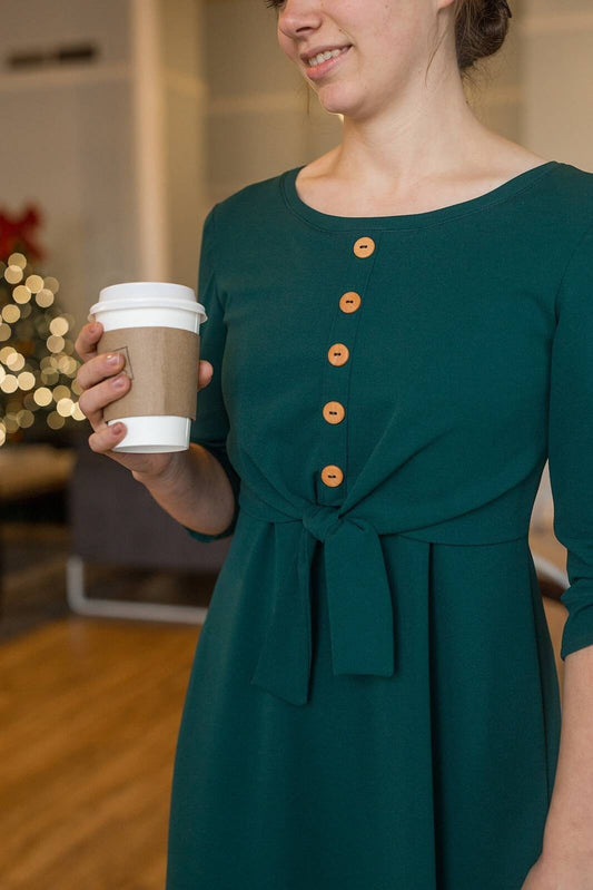 PDF Holly Shift Dress Sewing Pattern| Womens Modest Dress Pattern | Tie Front Knit Dress| Twist Front | NITA patterns