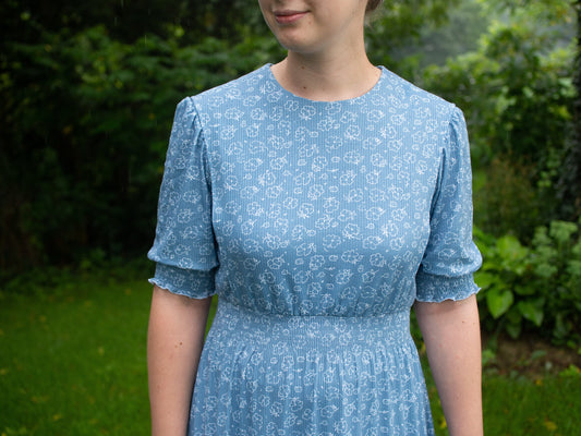 Emma Drawstring Waist Dress |Women's Modest Cape Dress | Knit Fabric, Emma Dress NITA patterns