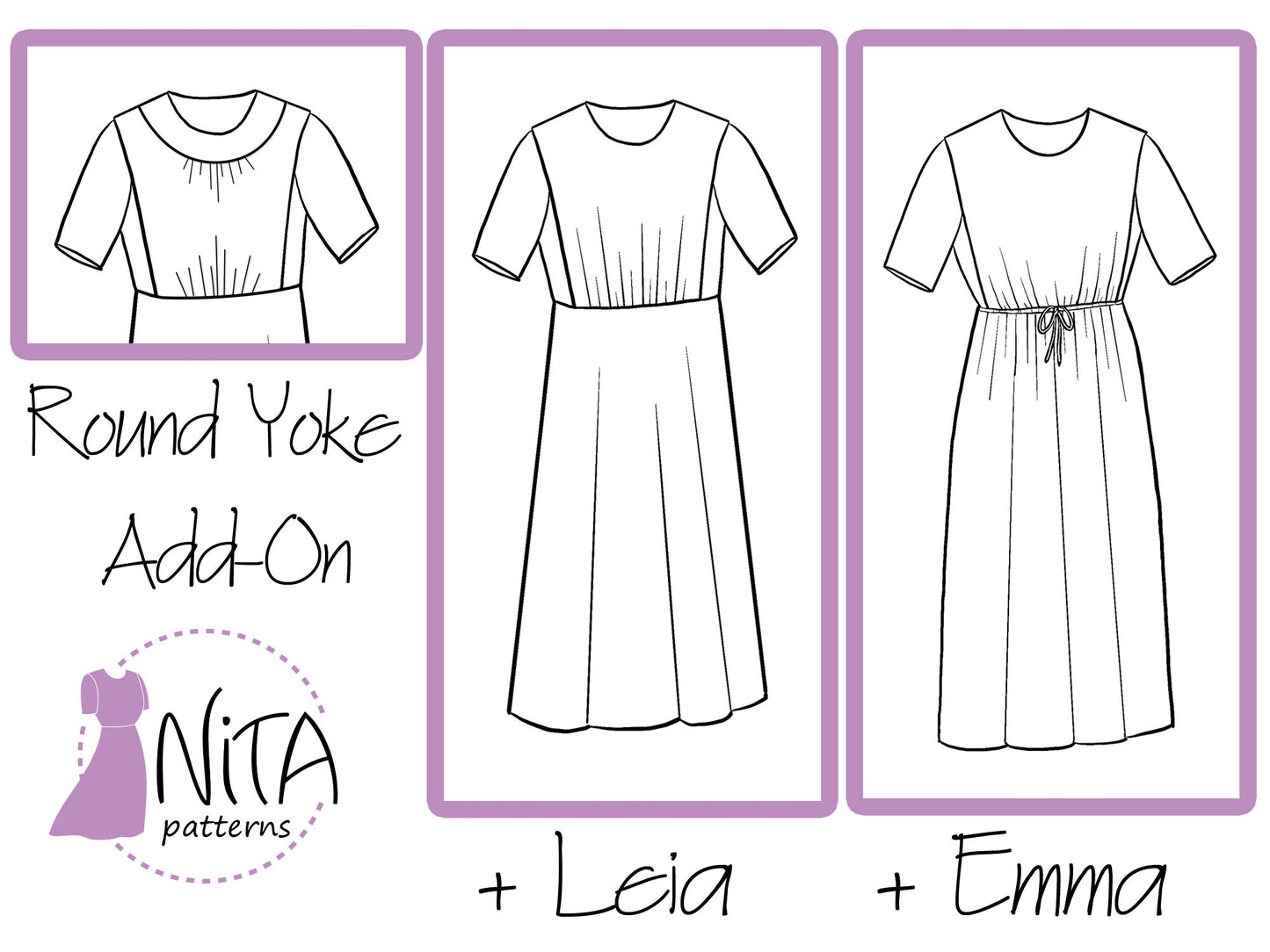 PDF Round Yoke Dress Pattern Add-On | Women's Modest Dress, Cape Dress